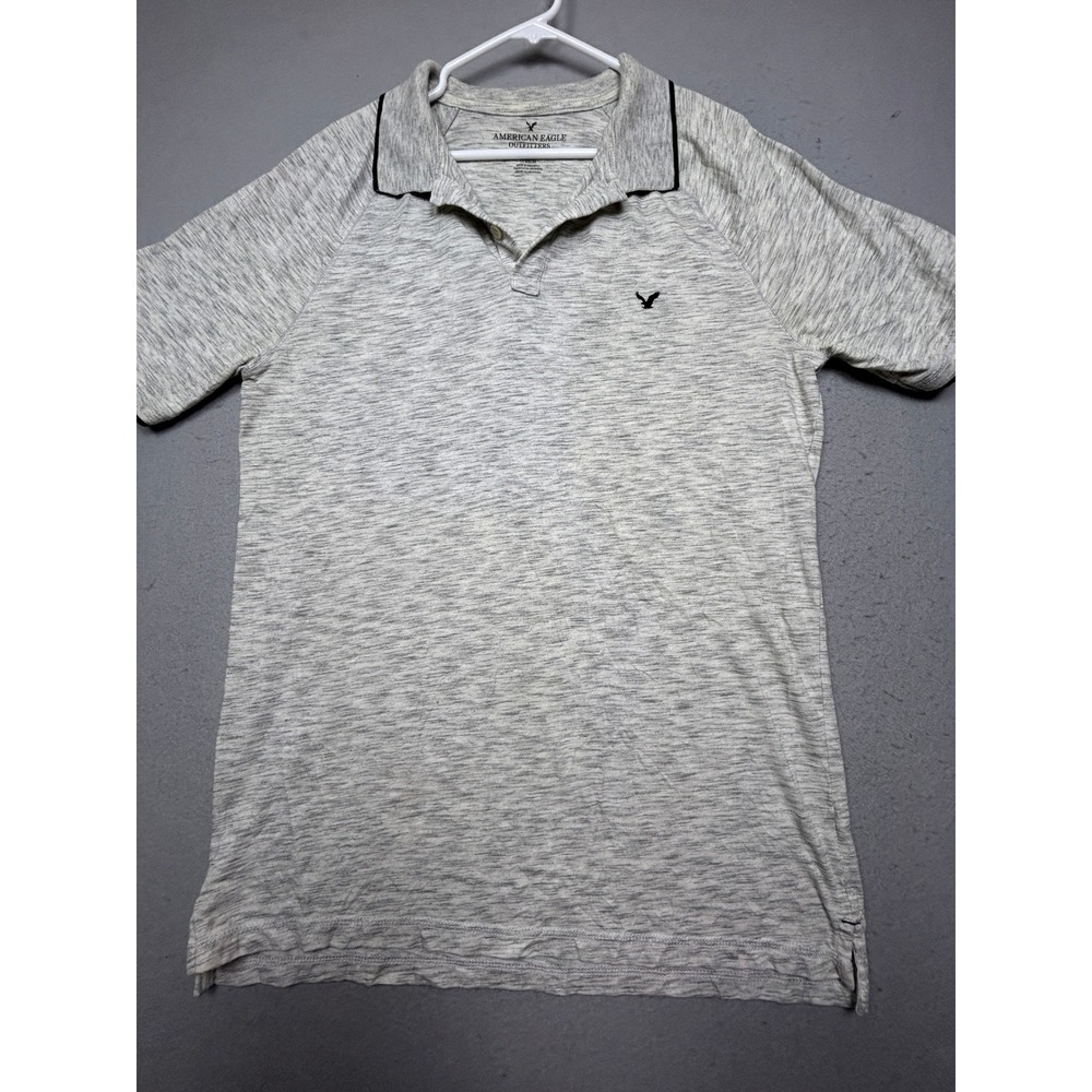 American Eagle Polo Shirt Cotton Polyester Gray Space Dye LT Mens